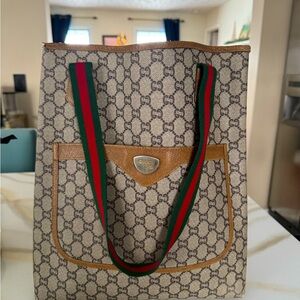 Gucci Beige Monogram Tote Bag Purse Amazing Authentic